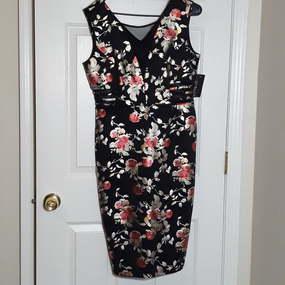 Satin and Mesh Cocktail Dress NWT